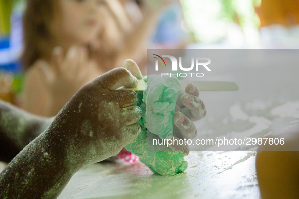 Daily life at a  Primary School in Naples, Italy on July  27, 2018. 