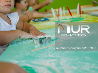 Daily life at a  Primary School in Naples, Italy on July  27, 2018. (