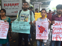 Indian  students a rally in support of the ongoing students movement in Bangladesh near the Deputy High Commission Of Bangladesh office on A...