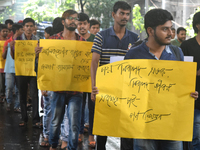 Indian  students a rally in support of the ongoing students movement in Bangladesh near the Deputy High Commission Of Bangladesh office on A...