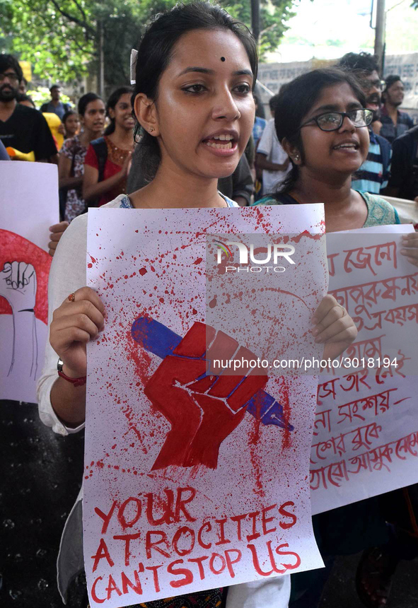 Indian  students a rally in support of the ongoing students movement in Bangladesh near the Deputy High Commission Of Bangladesh office on A...