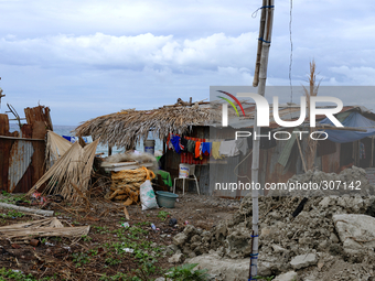 Typical housing in one of Timor Leste's poorer suburbs Comoro. (