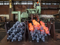 People at work in a forging and mechanical plant in Lozova, Ukraine, on August 31, 2018 (