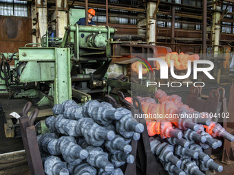 People at work in a forging and mechanical plant in Lozova, Ukraine, on August 31, 2018 (