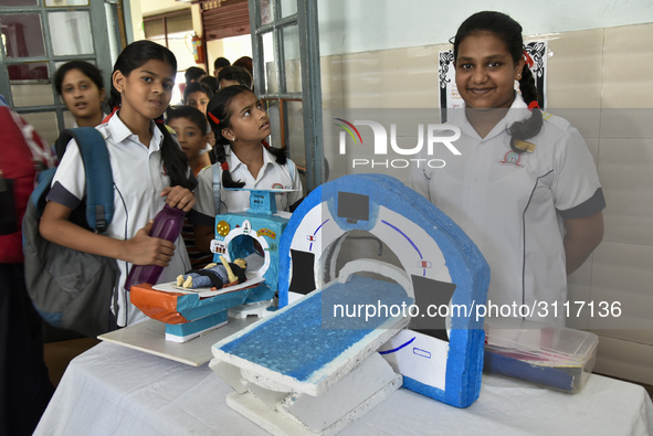 Students showcased their invention model in a science exhibition in Don Bosco School Guwahati, Assam, India on Friday, September 7, 2018. 