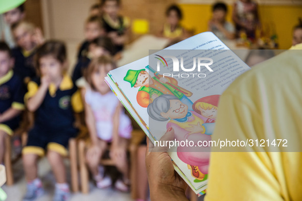 Daily life at a Primary School in Naples, Italy on September 06,2018 