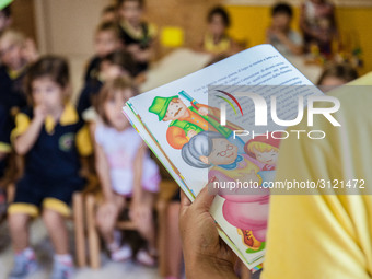 Daily life at a Primary School in Naples, Italy on September 06,2018 (