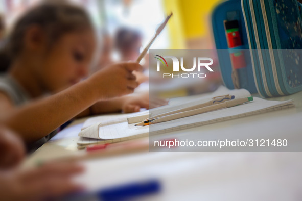 Daily life at a Primary School in Naples, Italy on September 06,2018 