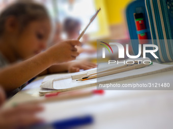 Daily life at a Primary School in Naples, Italy on September 06,2018 (