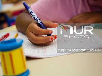 Daily life at a Primary School in Naples, Italy on September 06,2018 (