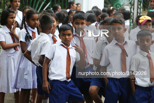 School children attend a field trip to the Royal Botanical Gardens in Peradeniya, Sri Lanka. The Royal Botanical Gardens is located to the w...