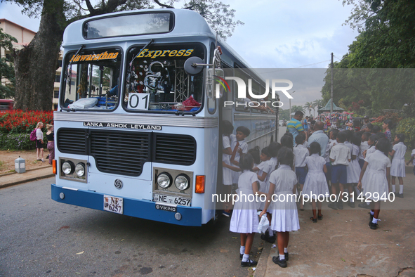 School children attend a field trip to the Royal Botanical Gardens in Peradeniya, Sri Lanka. The Royal Botanical Gardens is located to the w...