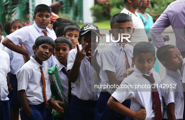 School children attend a field trip to the Royal Botanical Gardens in Peradeniya, Sri Lanka. The Royal Botanical Gardens is located to the w...