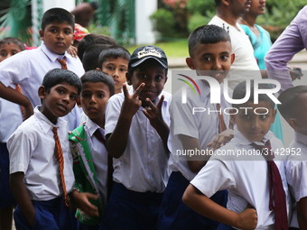 School children attend a field trip to the Royal Botanical Gardens in Peradeniya, Sri Lanka. The Royal Botanical Gardens is located to the w...