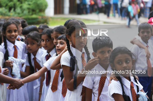 School children attend a field trip to the Royal Botanical Gardens in Peradeniya, Sri Lanka. The Royal Botanical Gardens is located to the w...