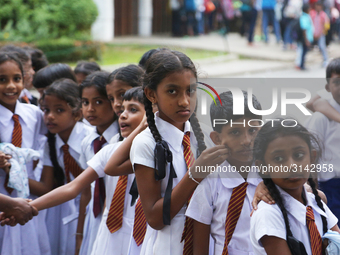 School children attend a field trip to the Royal Botanical Gardens in Peradeniya, Sri Lanka. The Royal Botanical Gardens is located to the w...