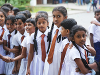 School children attend a field trip to the Royal Botanical Gardens in Peradeniya, Sri Lanka. The Royal Botanical Gardens is located to the w...