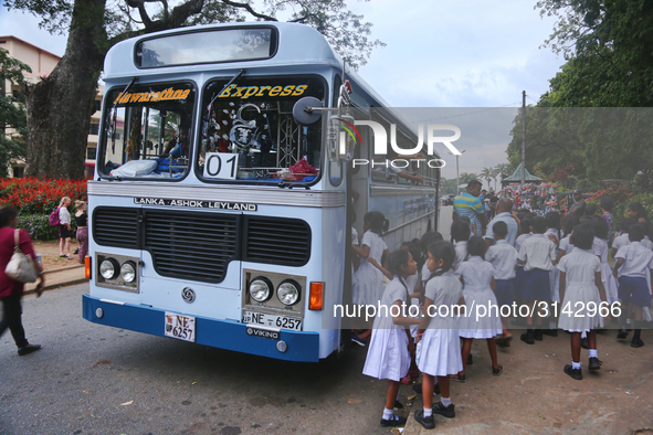 School children attend a field trip to the Royal Botanical Gardens in Peradeniya, Sri Lanka. The Royal Botanical Gardens is located to the w...