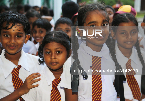 School children attend a field trip to the Royal Botanical Gardens in Peradeniya, Sri Lanka. The Royal Botanical Gardens is located to the w...