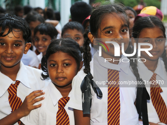 School children attend a field trip to the Royal Botanical Gardens in Peradeniya, Sri Lanka. The Royal Botanical Gardens is located to the w...