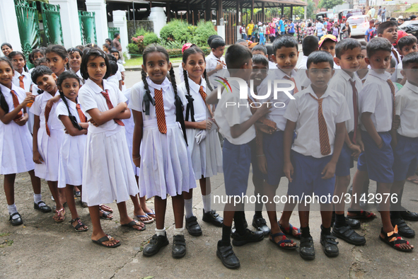 School children attend a field trip to the Royal Botanical Gardens in Peradeniya, Sri Lanka. The Royal Botanical Gardens is located to the w...