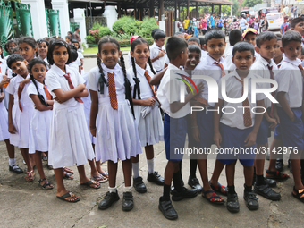 School children attend a field trip to the Royal Botanical Gardens in Peradeniya, Sri Lanka. The Royal Botanical Gardens is located to the w...