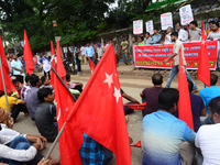 Activists from Bangladeshi garments organization stage demonstration in Dhaka rejecting the government’s decision to raise their minimum mon...