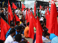 Activists from Bangladeshi garments organization stage demonstration in Dhaka rejecting the government’s decision to raise their minimum mon...