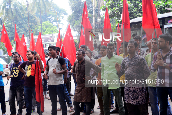 Activists from Bangladeshi garments organization stage demonstration in Dhaka rejecting the government’s decision to raise their minimum mon...