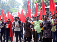 Activists from Bangladeshi garments organization stage demonstration in Dhaka rejecting the government’s decision to raise their minimum mon...