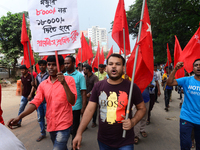 Activists from Bangladeshi garments organization stage demonstration in Dhaka rejecting the government’s decision to raise their minimum mon...