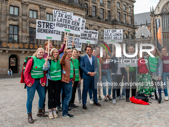 Hundreds of students gathered on 14 September 2018 at the Dam square in Amsterdam, Netherlands to protest against the increase of the intere...