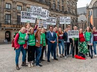 Hundreds of students gathered on 14 September 2018 at the Dam square in Amsterdam, Netherlands to protest against the increase of the intere...