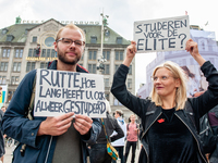 Hundreds of students gathered on 14 September 2018 at the Dam square in Amsterdam, Netherlands to protest against the increase of the intere...