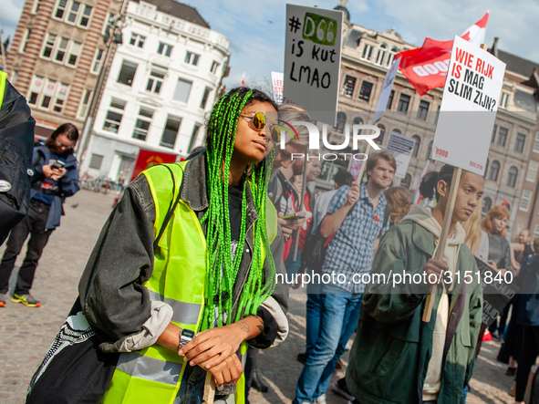 Hundreds of students gathered on 14 September 2018 at the Dam square in Amsterdam, Netherlands to protest against the increase of the intere...