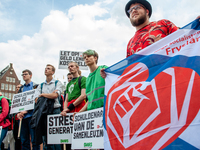 Hundreds of students gathered on 14 September 2018 at the Dam square in Amsterdam, Netherlands to protest against the increase of the intere...