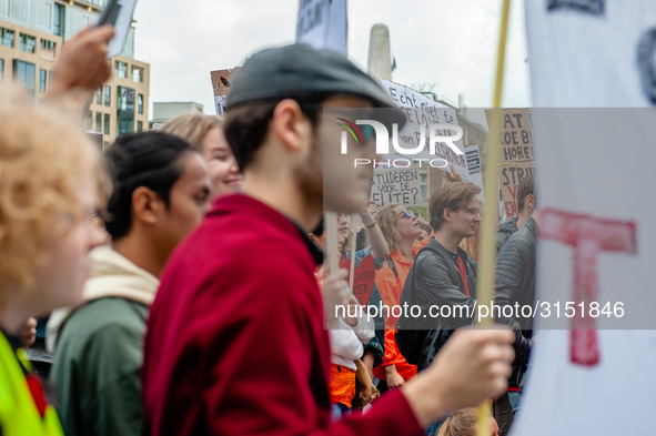 Hundreds of students gathered on 14 September 2018 at the Dam square in Amsterdam, Netherlands to protest against the increase of the intere...