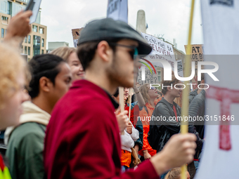 Hundreds of students gathered on 14 September 2018 at the Dam square in Amsterdam, Netherlands to protest against the increase of the intere...