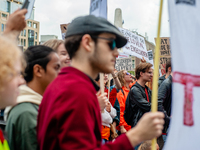 Hundreds of students gathered on 14 September 2018 at the Dam square in Amsterdam, Netherlands to protest against the increase of the intere...