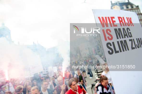 Hundreds of students gathered on 14 September 2018 at the Dam square in Amsterdam, Netherlands to protest against the increase of the intere...