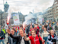 Hundreds of students gathered on 14 September 2018 at the Dam square in Amsterdam, Netherlands to protest against the increase of the intere...