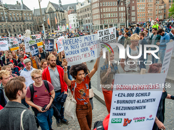 Hundreds of students gathered on 14 September 2018 at the Dam square in Amsterdam, Netherlands to protest against the increase of the intere...