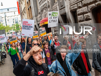 Hundreds of students gathered on 14 September 2018 at the Dam square in Amsterdam, Netherlands to protest against the increase of the intere...