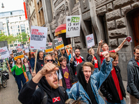 Hundreds of students gathered on 14 September 2018 at the Dam square in Amsterdam, Netherlands to protest against the increase of the intere...