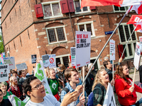 Hundreds of students gathered on 14 September 2018 at the Dam square in Amsterdam, Netherlands to protest against the increase of the intere...