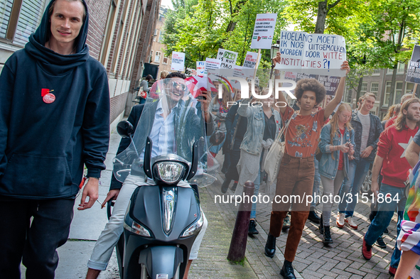 Hundreds of students gathered on 14 September 2018 at the Dam square in Amsterdam, Netherlands to protest against the increase of the intere...