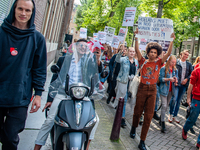 Hundreds of students gathered on 14 September 2018 at the Dam square in Amsterdam, Netherlands to protest against the increase of the intere...