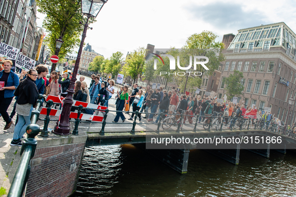 Hundreds of students gathered on 14 September 2018 at the Dam square in Amsterdam, Netherlands to protest against the increase of the intere...