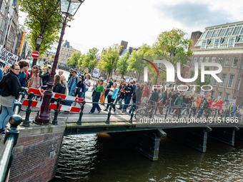 Hundreds of students gathered on 14 September 2018 at the Dam square in Amsterdam, Netherlands to protest against the increase of the intere...