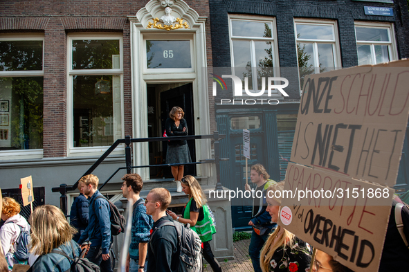 Hundreds of students gathered on 14 September 2018 at the Dam square in Amsterdam, Netherlands to protest against the increase of the intere...